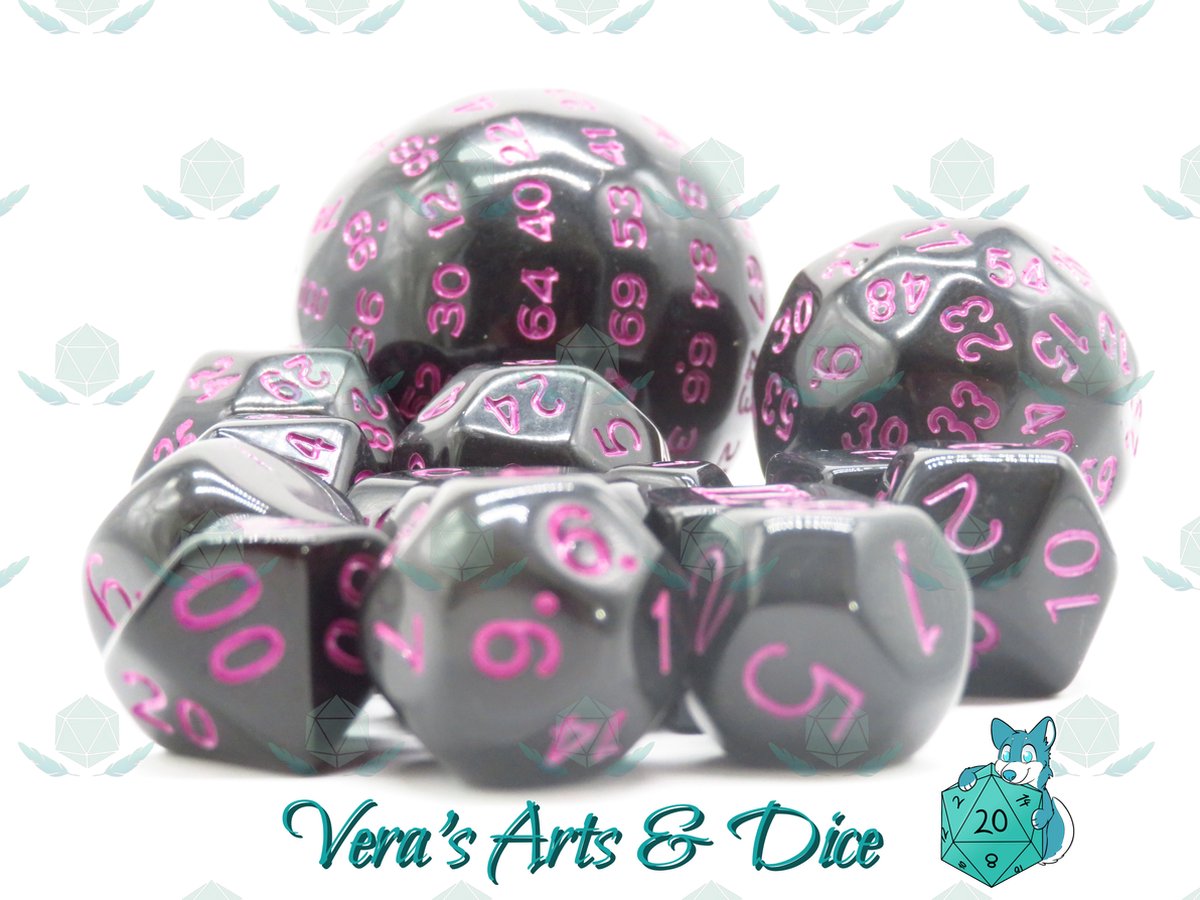 Polyset Dice | Dobbelstenen - Set Van 15 Stuks - Zwart en Paars | Polydice | Voor D&D en Andere Rollenspellen | Plastic Dobbelstenen Set voor Dungeons and Dragons | Polyhedral Dice Set | Zwarte Velvet Dice Bag voor Ongeveer 10 Sets